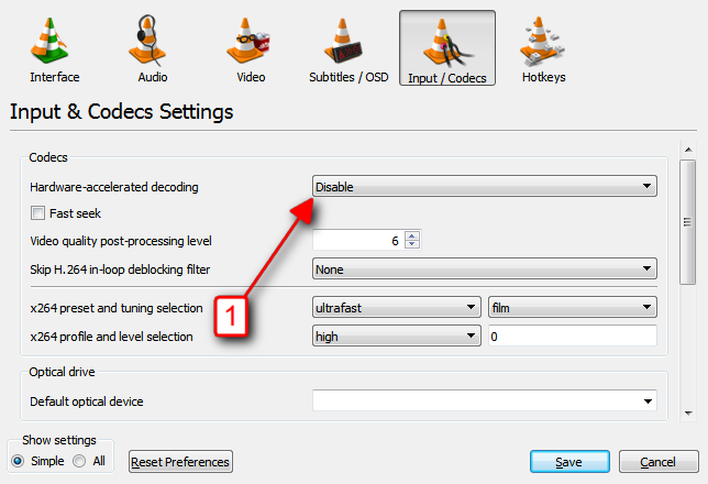 how to change preferences in vlc